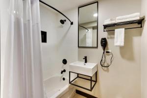 西塞罗The Shamrock的白色的浴室设有水槽和淋浴。