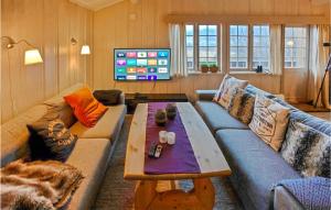 海姆瑟达尔Awesome Home In Hemsedal With Wifi的客厅配有沙发和桌子