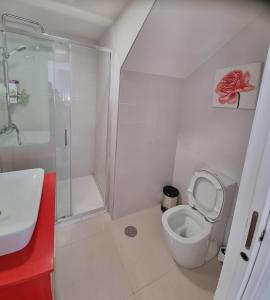 阿利坎特Marinamed Residential的白色的浴室设有卫生间和淋浴。