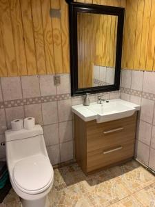 达卡卫Casa Centro Dalcahue的浴室配有白色卫生间和盥洗盆。