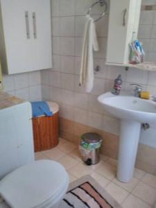 莫奈姆瓦夏TRADITIONAL HOUSE的浴室配有白色卫生间和盥洗盆。