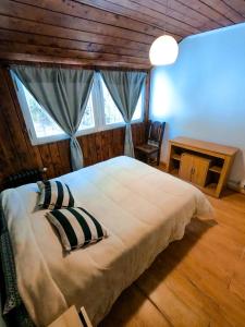 圣卡洛斯-德巴里洛切Hostel Like Quijote的一间卧室设有一张大床和窗户