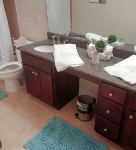 拉斯维加斯LV Get-Away 1bdroom condo sleeps 3的一间带水槽和卫生间的浴室