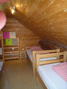 霍斯彭塔尔菊艮赫伯旅馆的小木屋内带两张双层床的客房