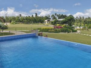 Santo TomasGunita Villas的庭院前的大型蓝色游泳池