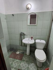 阿拉木图Оазис的一间带卫生间和水槽的浴室