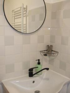米奥修德萨斯Tiny house Floare de colt的浴室水槽设有镜子和水龙头