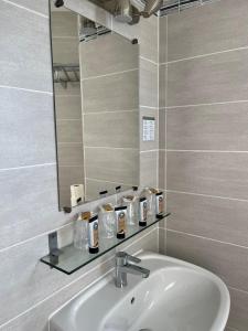 圣马迪拉莫阿卡兹酒店的一间带水槽和镜子的浴室