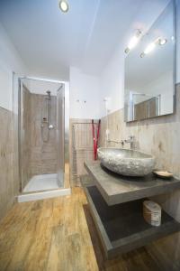 巴多尼奇亚泰伯公寓式酒店的一间带水槽和淋浴的浴室