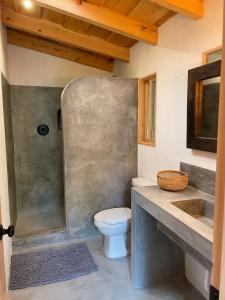 圣克鲁斯拉拉古纳La Iguana Perdida的浴室配有卫生间、淋浴和盥洗盆。