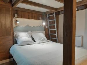 热德尔Grange de Trabés n°2的一间卧室配有带梯子的双层床