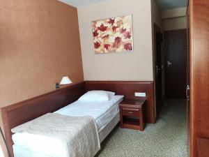奥格罗杰涅茨Centuria Hotel & Natural Spa的酒店客房设有两张床,墙上挂着一张照片。