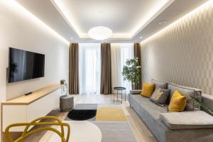 布达佩斯K46 Residence的带沙发和电视的客厅