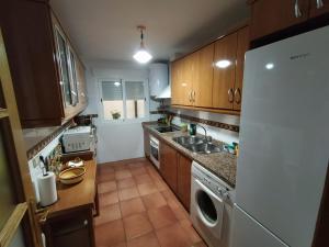 圭哈尔谢拉Apartamento Guejar Sierra的厨房配有水槽和白色冰箱