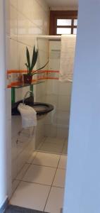 瓜拉派瑞Namastê Mahhall的架子上盆栽的浴室