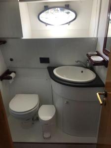 爱琴娜岛Motor yacht 45'的一间带卫生间和水槽的小浴室