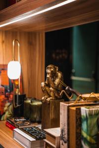 圣克鲁斯-德特内里费SC特纳利夫塔布里安特酒店的坐在书架上的猴子雕像