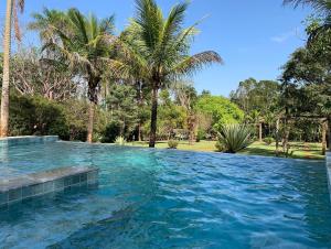阿纳波利斯Refúgio do Cerrado的一座棕榈树环绕的大型游泳池
