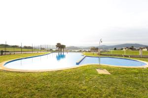 巴雷罗斯Apartagal-Océano V Barreiros的草地公园内的游泳池