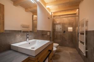 圣卡夏诺Bio Lüch Ruances的一间带水槽、淋浴和卫生间的浴室