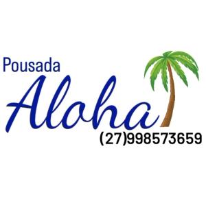 瓜拉派瑞Pousada Aloha Guarapari的白色背景的棕榈树,带有“ ⁇ ”字