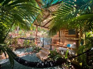 格兰德海滩Glamping Hotel Flor y Bambu的花园中带吊床的度假胜地