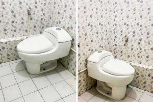 古邦OYO 92060 We Bro Kost的一间位于客房内的白色卫生间的浴室