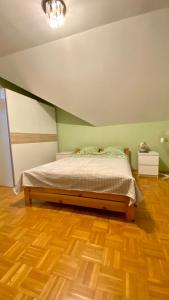 克拉科夫Dorothy的一间卧室配有一张床,铺有木地板