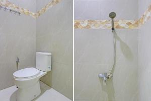 GlagahOYO 92071 Yusman Homestay Syariah的浴室设有卫生间和淋浴,两幅图片