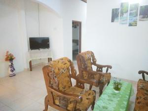 阿鲁特伽马Sahani Villa的客厅配有两把椅子和电视