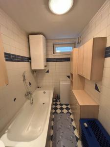 格拉茨Apartment in einer ruhigen Umgebung in Graz的带浴缸和盥洗盆的小浴室