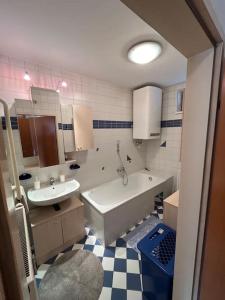 格拉茨Apartment in einer ruhigen Umgebung in Graz的带浴缸、水槽和浴缸的浴室