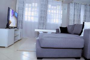 KisiiLovely 3 bedroom apartment, kisii的带沙发和平面电视的客厅