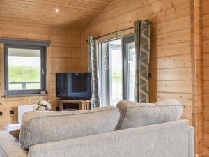 Lindal in FurnessPine Lodge - Uk30007的带沙发和电视的客厅