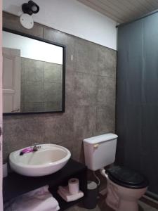 科连特斯ESPACIO MINGA, casa quinta en la ciudad, hasta 8 personas的一间带水槽、卫生间和镜子的浴室