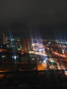 Nizhnyaya AlekseyevkaLucky home的夜晚带灯光的城市景观