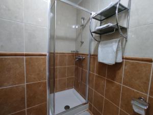 拉法洛维奇Villa Aleksandra - T的浴室里设有玻璃门淋浴