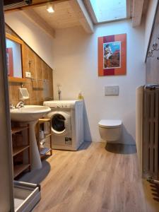 博萨迪法萨Chalet Relax的一间带洗衣机和水槽的浴室