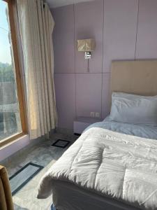 卡拉尔哥特Hotel Hayatt Sukkur的卧室配有白色的床和窗户。