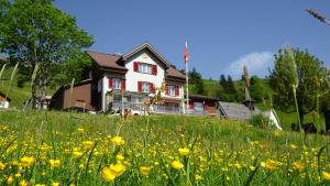 英格堡Gasthaus Schwand的一座小山上的房屋,花田黄