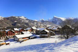 莫里永Grand Morillon - 104 - Montagne Belle Vue Studio 4的山地下雪的村庄