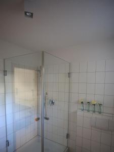 罗拉赫apartment-S Sonnenrain的浴室设有2瓶鲜花和淋浴