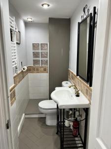 莫纳奇尔Casa acogedora en Sierra Nevada的浴室配有白色卫生间和盥洗盆。