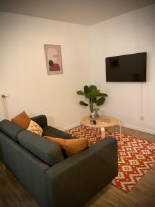 奥尔良Nature&Spa Appartement avec Jacuzzi & Sauna privé的带沙发和平面电视的客厅