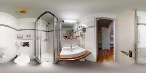 埃尔克拉特Gartenhotel Fettehenne的一间带水槽和淋浴的浴室