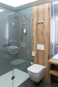 赖兴巴伊姆福格特兰埃姆帕克酒店的带淋浴、卫生间和盥洗盆的浴室