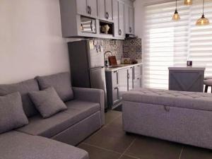 CaloCozy Holiday Home at Batulao Artscapes 2Br brand new fully airconditioned的带沙发的客厅和厨房