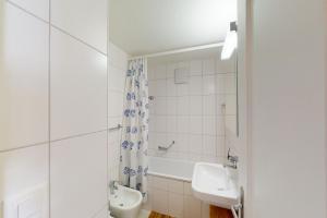 圣莫里茨Au Reduit 401的白色的浴室设有水槽和卫生间。