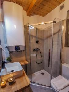 GrywałdLoft&Hill的带淋浴和盥洗盆的浴室