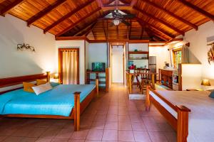 别霍港El Nido Jungle Lodge的一间卧室设有一张床和一间客厅。